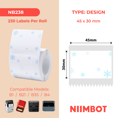 NB238 - NIIMBOT - B1 / B21 / B3S / B4 - 45X30MM - 230 SNOW BLUE LABELS