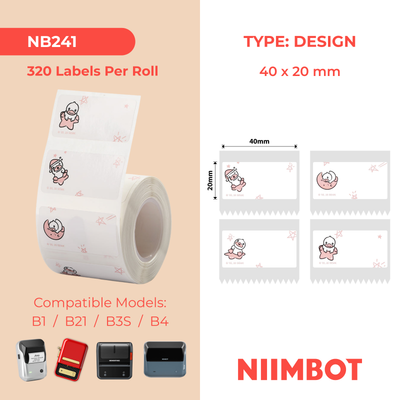 NB241 - NIIMBOT - B1 / B21 / B3S - 40*20MM - 320 AMALEBO NGOKUQHUBEKA NGAMUNYE - UKWENZIWA KWEDADA