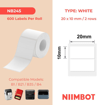 NB245 - NIIMBOT - B1 / B21 / B3S - 20*10MM/2R - 600 WIT TERMIESE ETIKETTE