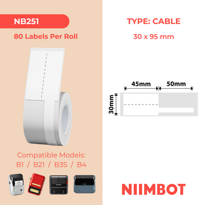 NB251 - NIIMBOT - B1 / B21 / B3S - R03F - 30*95MM (30X45+50X9) - 80 AMALEBHA NGEROLI NGALINYE - IKHEBHULA - EMHLOPHE 