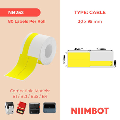 NIIMBOT - B Range - 30x95mm - Yellow Cable - 80 Labels
