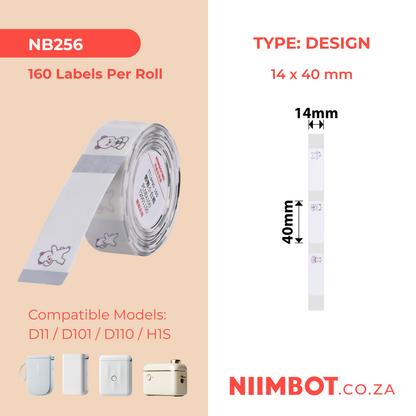 NB256 - NIIMBOT - D11 / D101 / D110 - ER14*40 - 160 IMIBHALO NGOKUQHUBEKAYO NGAMUNYE - UKWENZIWA KWEBHELE ELIVISHA