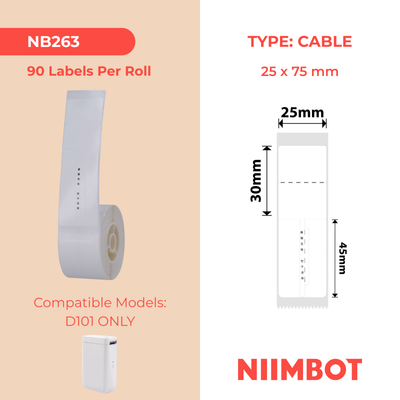NB263 - NIIMBOT - D101 KUPHELA - R02T - 25MM*75MM - 90 LABELS NGEROLI NGAMUNYE - I-JEWELERY VOID DESIGN