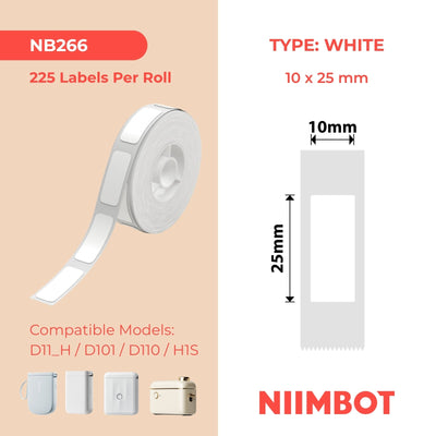NB266 - NIIMBOT - D11 / D101 / D110 - R10*25 - 240 ETIKETTE PER ROL - WIT