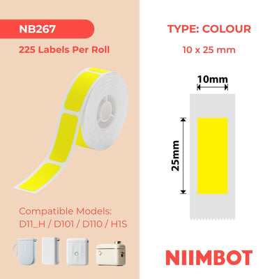 NIIMBOT - D Range - 10x25mm - Yellow - 225 Labels