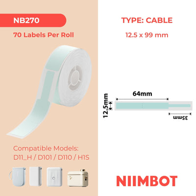 NB270 - NIIMBOT - D11 / D101 / D110 - R12.5*99 - 70 ETIKETTE PER ROL - MUNT KABELONTWERP