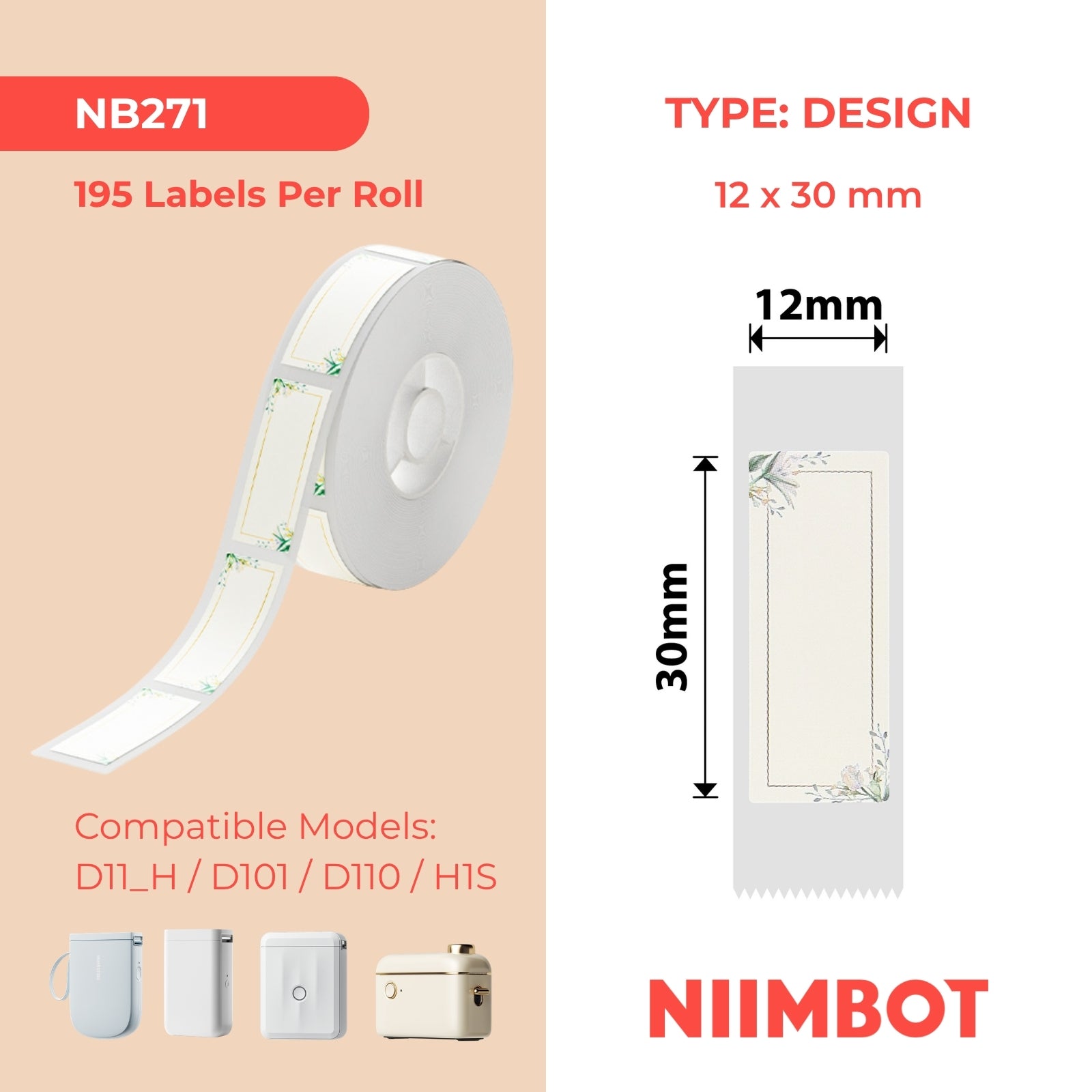 NIIMBOT - D Range - 12x30mm - Plant - 195 Labels