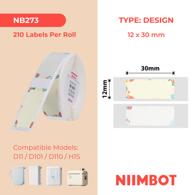 NB273 - NIIMBOT - D11 / D101 / D110 - R12*30 - 210 ETIKETTE PER ROL - BLOMME-ONTWERP