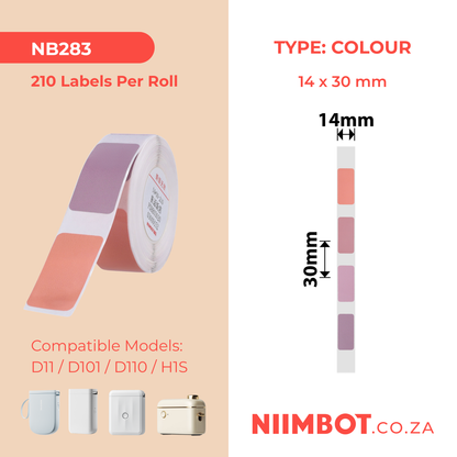NB283 - NIIMBOT - D11 / D101 / D110 - R14*30 - 210 ETIKETTE PER ROL - PIENK 4 ONTWERP