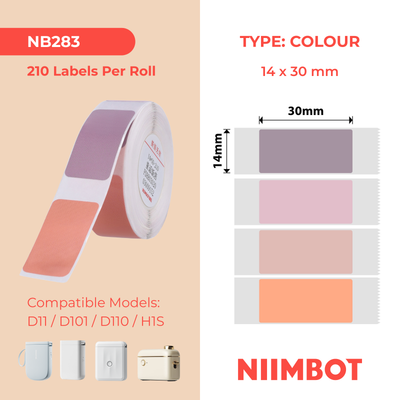 NIIMBOT - D Range - 14x30mm - Pink Mixed Colours - 195 Labels