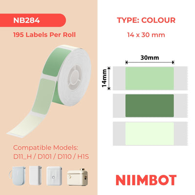 NIIMBOT - D Range - 14x30mm - Green Mixed Colours - 195 Labels