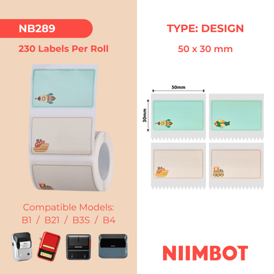 NB289 - NIIMBOT - B1 / B21 / B3S - R50*30 - 230 ETIKETTE PER ROL - KINDERDROOMONTWERP