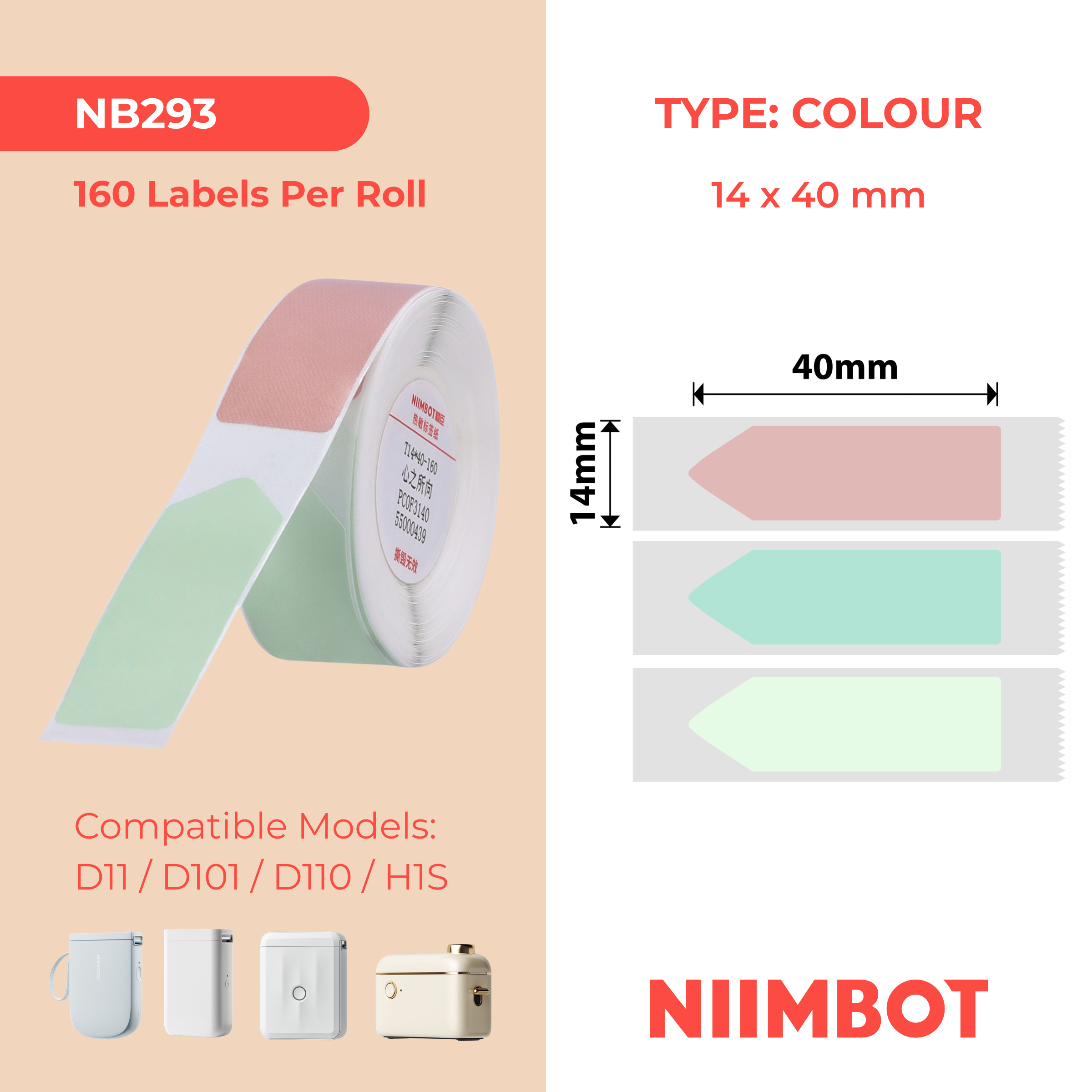 NB293 - NIIMBOT - D11 / D101 / D110 - R14*40 - 160 AMALEBO NGOKUQONGA NGAMUNYE - UKWENZIWA KOMcibisholo Wombala