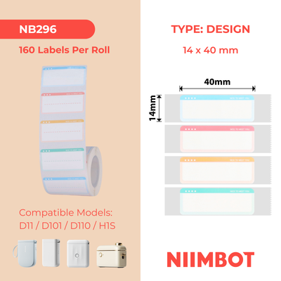 NB296 - NIIMBOT - D11 / D101 / D110 - R14*40 - 160 ETIKETTE PER ROL - AANGESIEN OM JOU TE ONTMOET ONTWERP