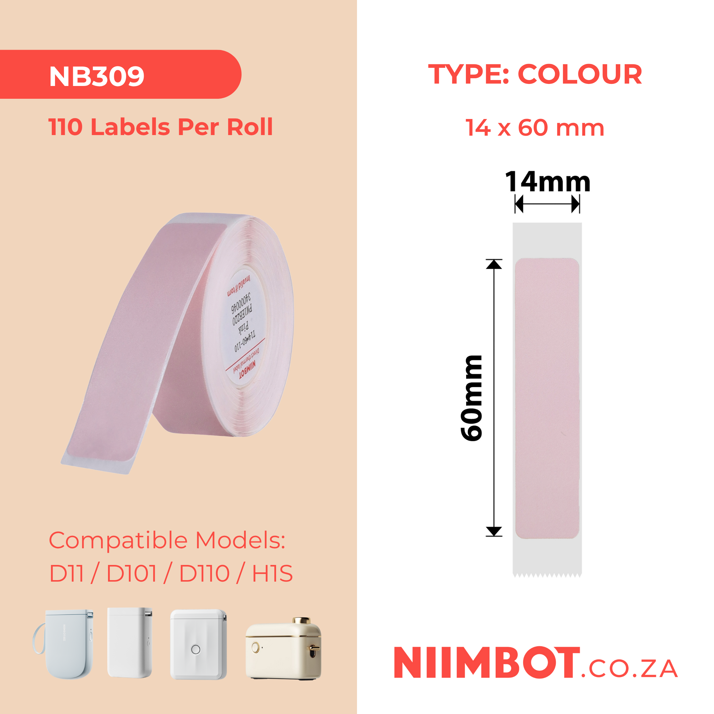 I-NB309 - NIIMBOT - D11 / D101 / D110 - R14*60 - 110 AMALEBO NGOKUQONGA NGAWO - PHINIK DESIGN