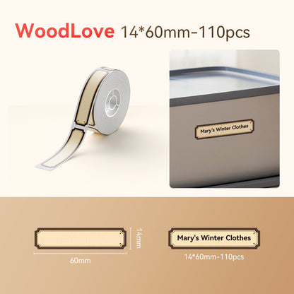 NB323 - NIIMBOT - SLEGS D101 - R20*75 - 90 ETIKETTE PER ROL - BRUIN HOUTONTWERP