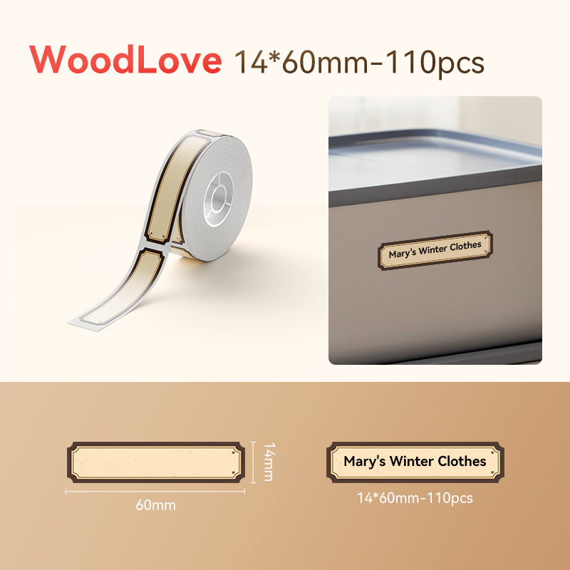 NB323 - NIIMBOT - SLEGS D101 - R20*75 - 90 ETIKETTE PER ROL - BRUIN HOUTONTWERP