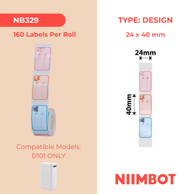NB329 - NIIMBOT - D101 ONLY - 24X40MM - 160 ANIMAL LEAGUE LABELS
