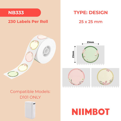 NIIMBOT - D101 Only - 25x25mm - Flower - 225 Labels