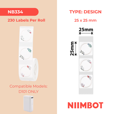 NB334 - NIIMBOT - D101 ONLY - 25X25MM - 230 PARK CIRCLE LABELS