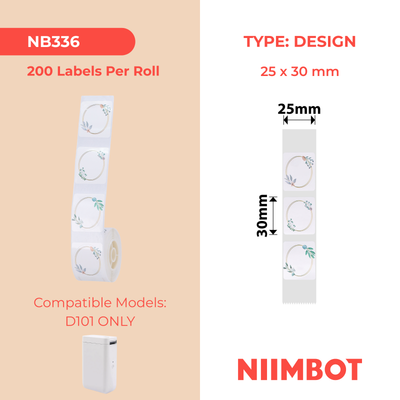 NB336 - NIIMBOT - D101 ONLY - 25X30MM - 200 PARK OVAL LABELS