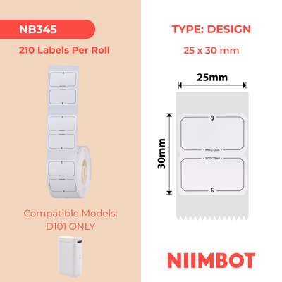 NB345 - NIIMBOT - D101 ONLY - 25X30MM - 210 TRUE LOVE LABELS