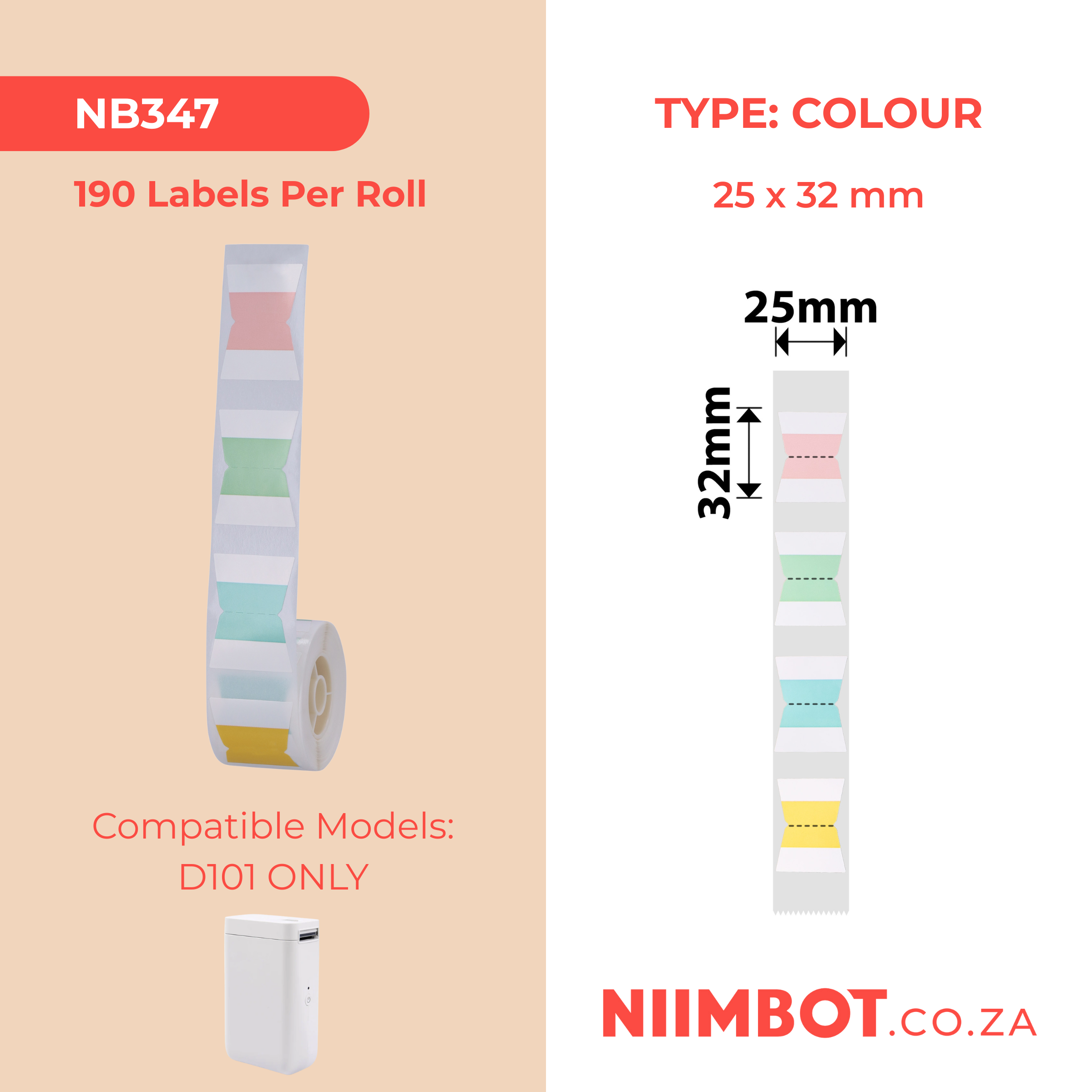 NB347 - NIIMBOT - D101 KUPHELA - R25*32 - 190 AMALEBHU NGOKUQONGA NGAMUNYE - T SHAPE INDEX DESIGN