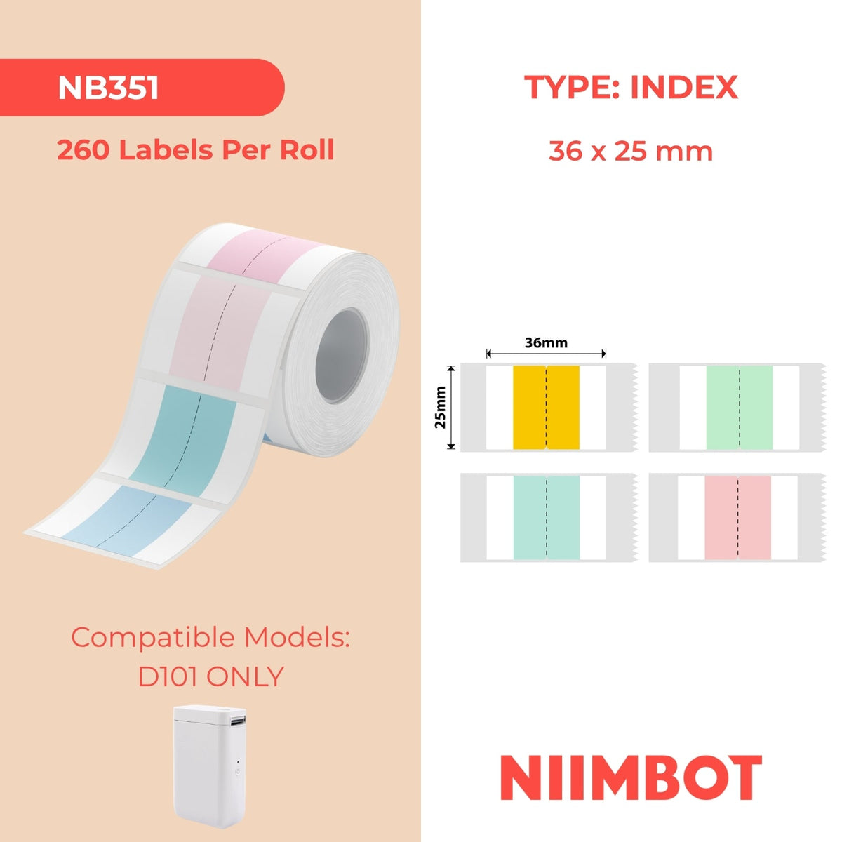 NIIMBOT - D101 Only - 36x25mm - Summer Song Index - 260 Labels