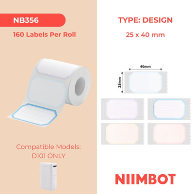 NIIMBOT - D101 Only - 25x40mm - Colour Border - 260 Labels