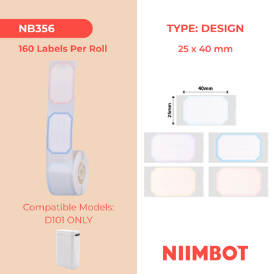 NB356 - NIIMBOT - SLEGS D101 - R25*40 - 160 ETIKETTE PER ROL - KLEURRANSONTWERP
