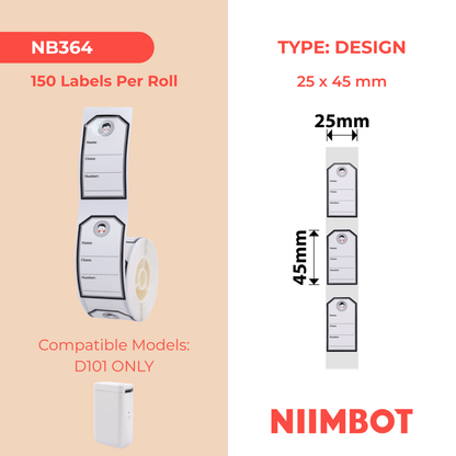 NB364 - NIIMBOT - D101 ONLY - R25X45MM - 150 LABELS PER ROLL - YOUNG BOY DESIGN