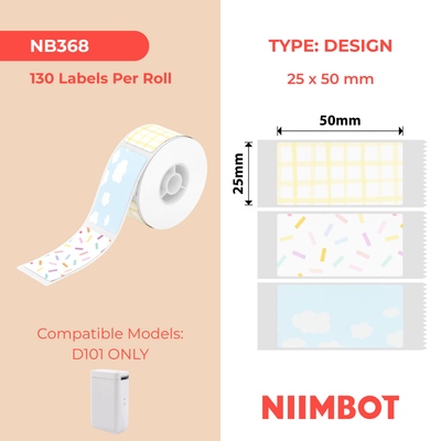 I-NB368 - NIIMBOT - D101 KUPHELA - R25*50- 130 AMALEBHU NGOKUQONGA NGAWO-- OKUQHELEKILE KWEPHETHINI