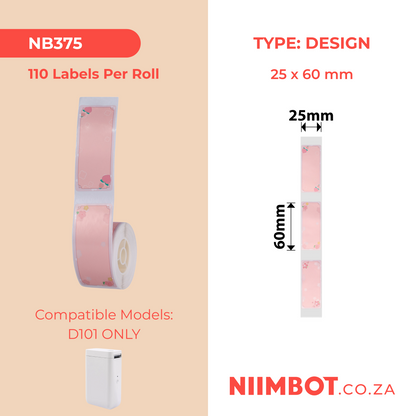 NB375 - NIIMBOT - D11 / D101 / D110 - R25*60-110 ETIKETTE PER ROL - SAKURA ERYA