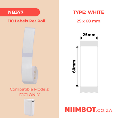 NB377 - NIIMBOT - D101 KUPHELA - R25*60 - 110 AMALEBO NGOKUQONGA NGAWO - OKUMHLOPHE
