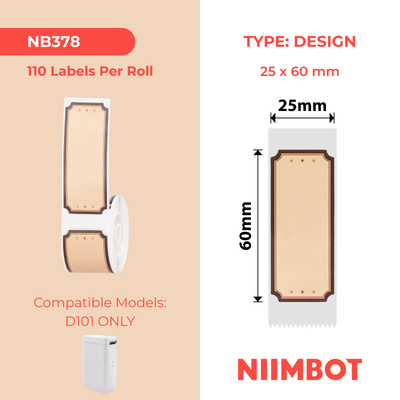 NB378 - NIIMBOT - D101 ONLY - 25X60MM - 110 WOOD LOVE LABELS