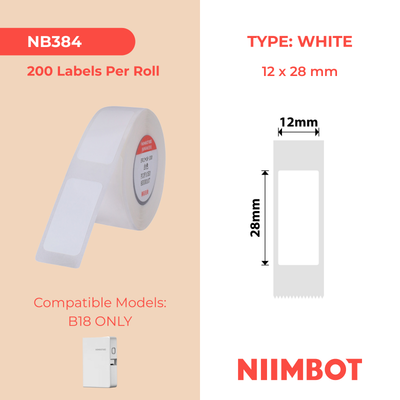I-NB384 - NIIMBOT - B18 - EL12*28mm - 200 AMALEBULA NGOKUQONGA NGAWO - UMDIZINI OMHLOPHE
