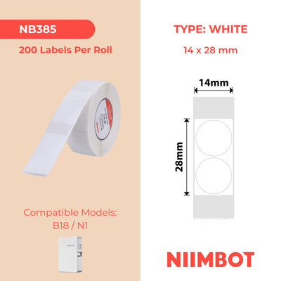 NB385 - Niimbot - N1 - 14x28mm - 200 White Round Labels