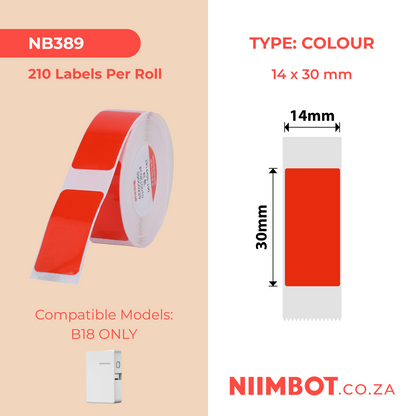 NB389 - NIIMBOT - B18 / N1 - EW14*30mm - 190 LABELS PER ROLL - RED