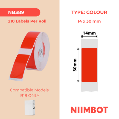NB389 - NIIMBOT - B18 / N1 - 14X30MM - 190 RED LABELS