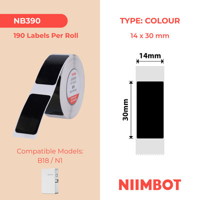 NB390 - Niimbot - N1 - 14x30mm - 190 Black Labels