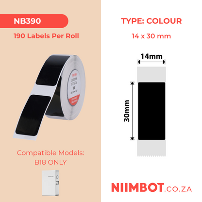 NB390 - NIIMBOT - B18 / N1 - EW14*30mm -190 LABELS PER ROLL - BLACK