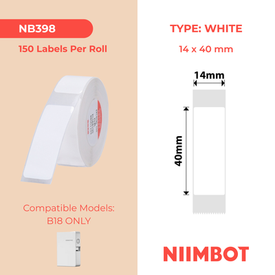 NB398 - NIIMBOT - B18 / N1 - 14X40MM - 150 WHITE LABELS