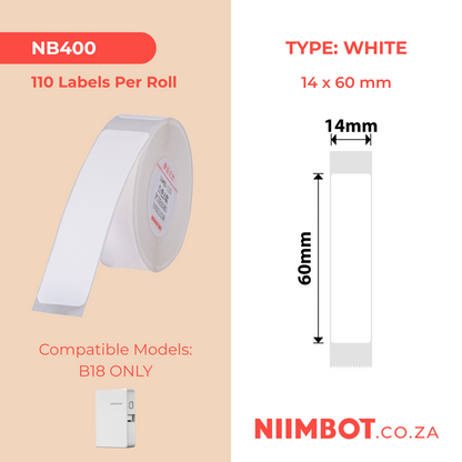 NB400 - NIIMBOT - B18 / N1 - EW14*60mm - 110 LABELS PER ROLL - WHITE