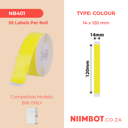 NB401 - NIIMBOT - B18 / N1 - EW14*120mm - 55 LABELS PER ROLL - YELLOW