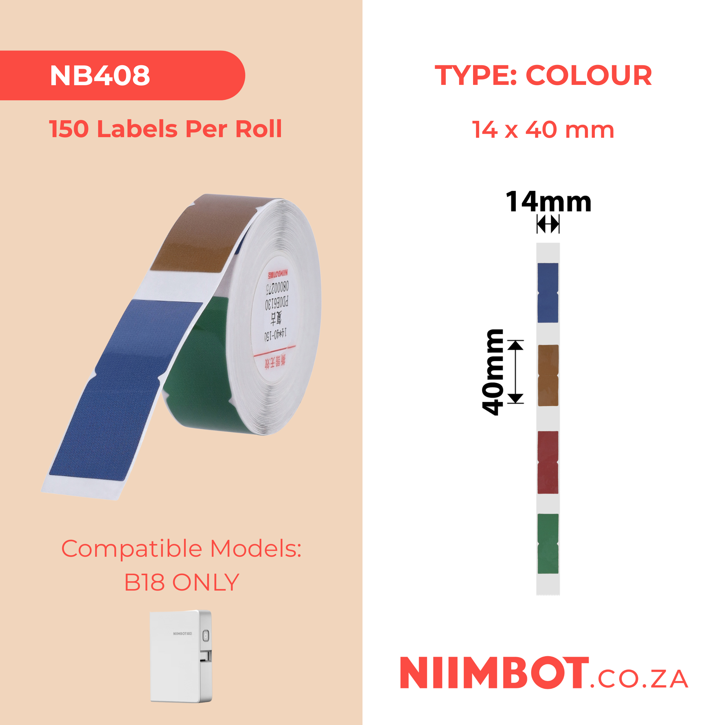 I-NB408 - NIIMBOT - B18 - EW14*40mm - 150 AMALEBULA NGOKUQHUBEKA NGAMUNYE - I-INDEX VINTAGE DESIGN