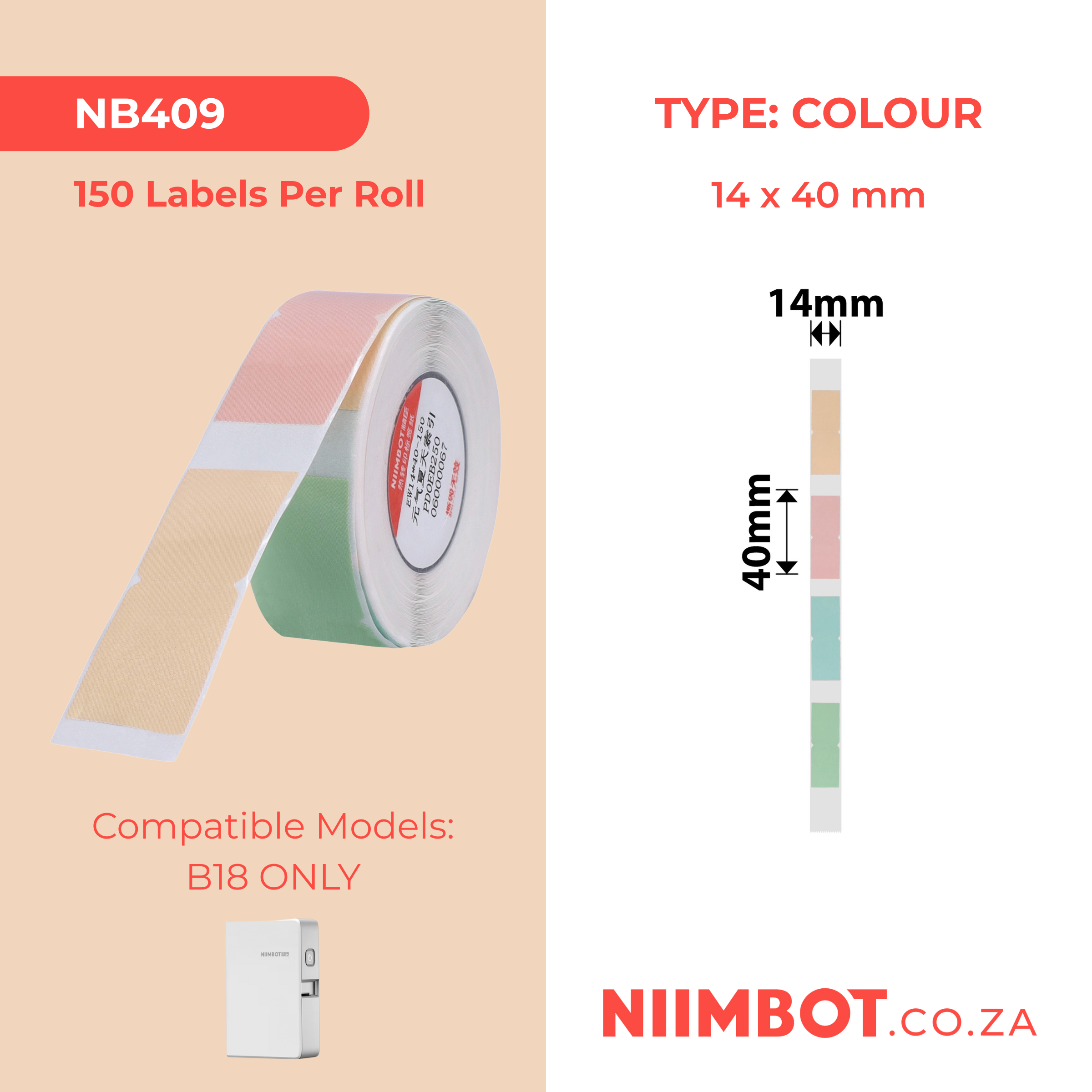 NB409 - NIIMBOT - B18 / N1 - EW14*40mm - 150 LABELS PER ROLL - SUMMER DESIGN