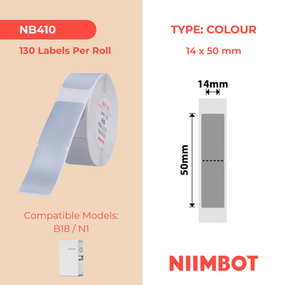 NB410 - NIIMBOT - B18 - EY14*50mm - 130 ETIKETTE PER ROL - DONKERSILWER ONTWERP