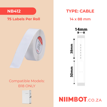 NB412 - NIIMBOT - B18 / N1 - EL14*88mm - 75 LABELS PER ROLL - WHITE JEWELLERY DESIGN