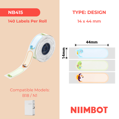 NB415 - NIIMBOT - B18 - EW14*44mm - 140 ETIKETTE PER ROL - GAAN SKOOL TOE-ONTWERP