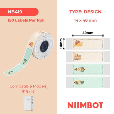 I-NB419 - NIIMBOT - B18 - EW14*40mm -150 AMALEBULA NGAWO WONKE UMBHALO - UKWENZIWA KWEPHUPHO LABANTWANA